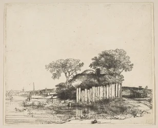 Huisje met een witte omheining, 1648