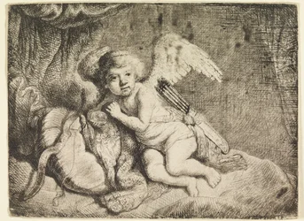 Cupido rustend, naar een schilderij dat vroeger aan Rembrandt werd toegeschreven