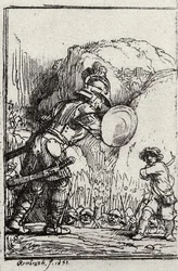 David en Goliath. Illustratie voor Piedra gloriosa door Menasseh ben Israel