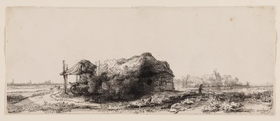 Landschap met Huisjes en een Hooischuur: Liggend