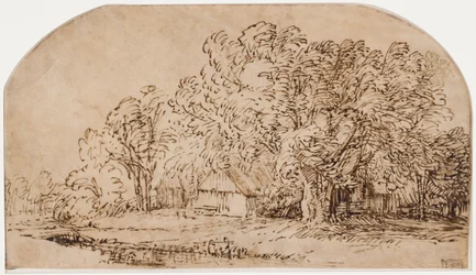 Landschap met Huisjes onder Hoge Bomen ("De Windvlaag")