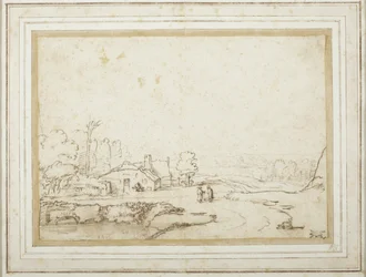 Landschap met een deel van een vijver