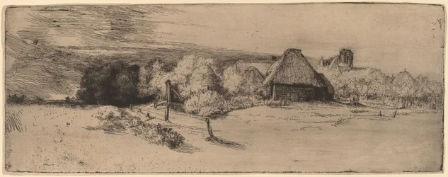 Landschap met Bomen, Boerderijen en een Toren