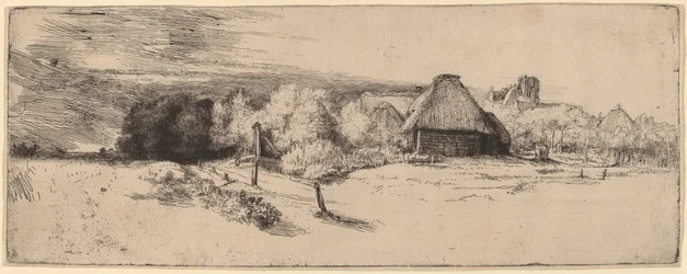 Landschap met Bomen, Boerderijgebouwen en een Toren