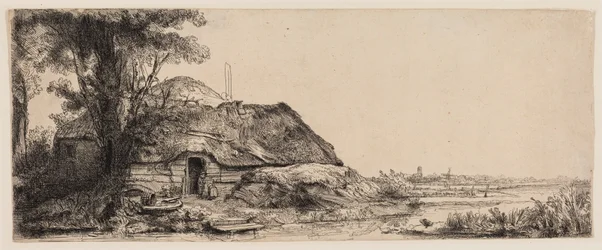Landschap met een Huisje en een Grote Boom