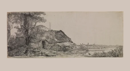 Landschap met een huisje en een grote boom