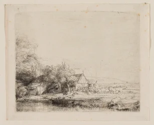 Landschap met een drinkende koe