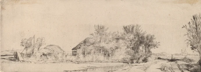 Landschap met een weg langs een kanaal