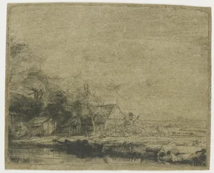 Landschap met een drinkende koe