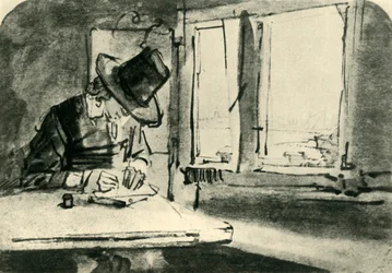 Man die tekent bij het raam, midden 17e eeuw, 1943