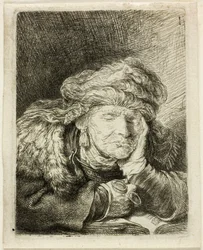 Slapende oude vrouw