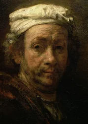 Portret van de Kunstenaar aan Zijn Ezeltje, detail van het gezicht, 1660 (detail)