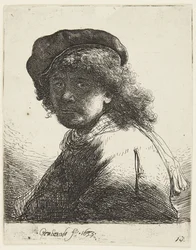 Rembrandt met muts en sjaal