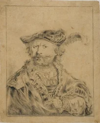 Rembrandt met een Gevederde Hoed
