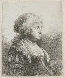 Saskia met parels in haar haar