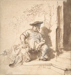 Zittende Man met Platte Pet, 1635-40