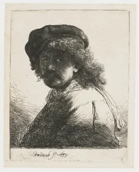 Zelfportret met een muts en sjaal
