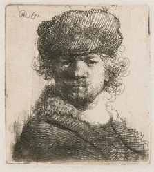 Zelfportret met een zware bontmuts
