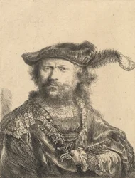 Zelfportret in een fluwelen muts met pluim, 1638