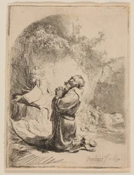 Sint Hiëronymus biddend: gebogen