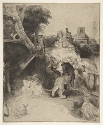 St. Hiëronymus Lezend in een Italiaans Landschap, ca. 1653