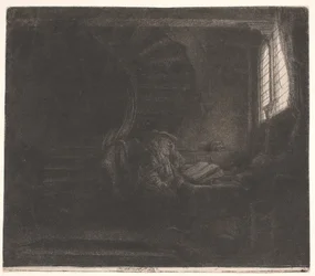 De heilige Hiëronymus in een donkere kamer