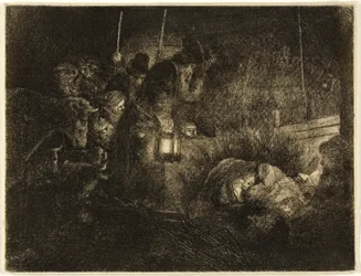 De Aanbidding van de Herders: Een Nachtstuk