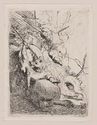 De kleine leeuwenjacht (met één leeuw)