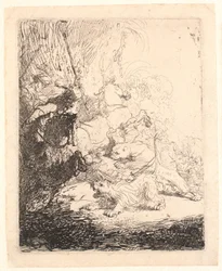 De kleine leeuwenjacht (met twee leeuwen)