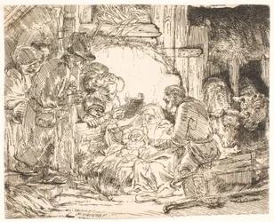 De aanbidding door de herders (met de lamp)