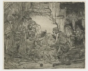 De aanbidding van de herders: met de lamp