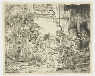 De aanbidding van de herders: met de lamp