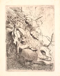 De kleine leeuwenjacht (met één leeuw)