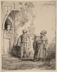 Drie oosterse figuren (Jakob en Laban)