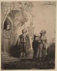 Drie oosterse figuren (Jakob en Laban)