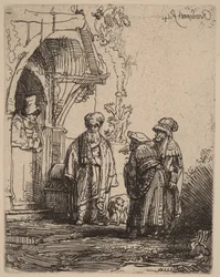 Drie oosterse figuren (Jakob en Laban)