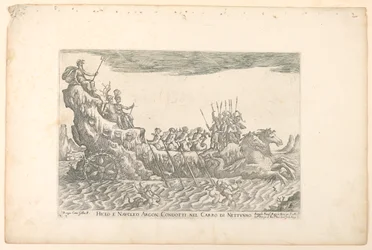 Hiclo en Naucleo argon. geleid in de wagen van Neptunus, uit Vaten van de Argonauten voor de huwelijksviering van Cosimo de