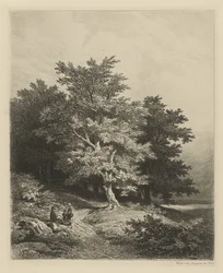 Figuren bij een bosrand