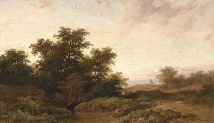 Open landschap in het avondlicht