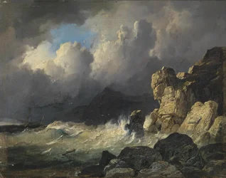 Stormachtige kustlijn