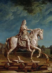 Transport van het Ruiterstandbeeld van Lodewijk XIV vanuit de Werkplaats in het Klooster van de Kapucijnen in 1669