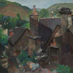 Oude schoorsteen in Estaing, Aveyron