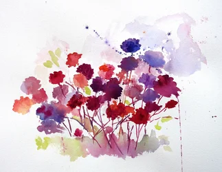 Levendige bloemen in aquarel
