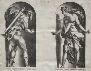 Cephalus en Procris in twee Nissen