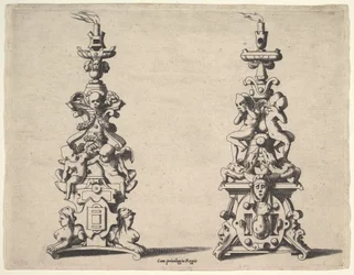 Twee kandelaars ontwerpen, ca. 1550-60