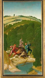 Boarhunt. Paneel van het altaar van de heilige Leopold (tempera op hout)