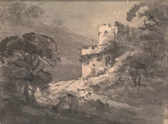 Landschap met een Vernietigd Kasteel aan de Rechterkant