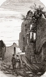 Clivus Victoria op de Palatijnse heuvel, Rome, Italië in de late 19e eeuw. Uit Italiaanse afbeeldingen door Rev. Samuel Manning, gepubliceerd ca. 1890.