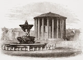 Tempel van Vesta, Forum Romanum, Rome, Italië in de late 19e eeuw. Uit Italiaanse afbeeldingen door Rev. Samuel Manning, gepubliceerd ca. 1890.