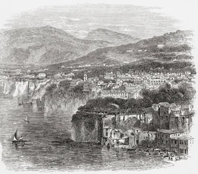 Uitzicht op Sorrento, Campania, Zuid-Italië, in de late 19e eeuw. Uit Italiaanse afbeeldingen door Rev. Samuel Manning, gepubliceerd ca. 1890.